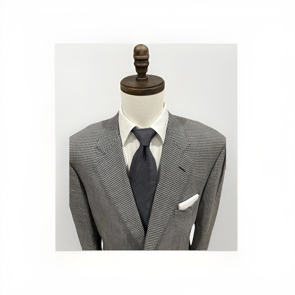 VTG HICKEY FREEMAN SILK WOOL HOUNDSTOOTH SPORT COAT 46L MADE USA VGC!